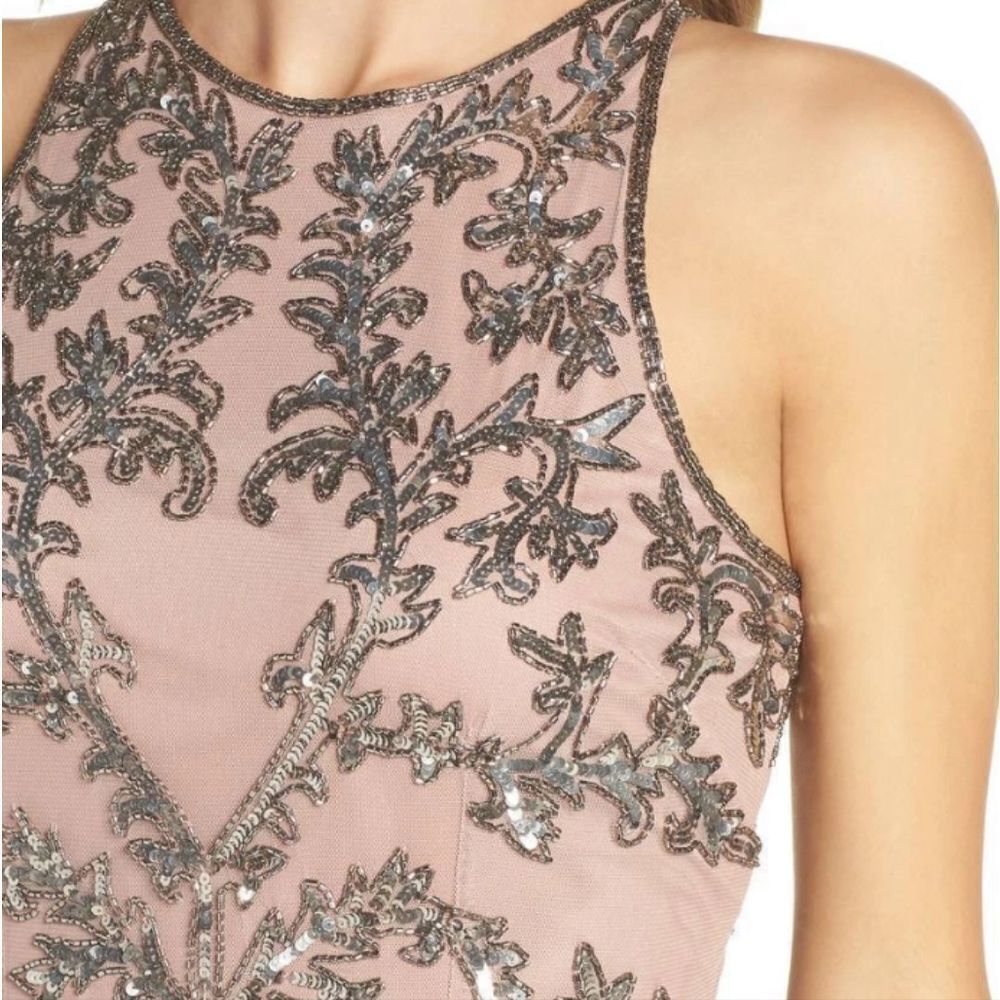 Adrianna Papell Embellished Chiffon Sheath Cocktail Dress Size 8 - Picture 13 of 16